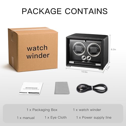 KOHUDIS Watch Winder for 2/4/6/9 Automatic Watches, high-end Leather Making, Super Quiet Mabuchi Motor, Two Power Modes, Built-in led Lights (Apricot, 2 Slots) by KOHUDIS - Used condition - Image 7