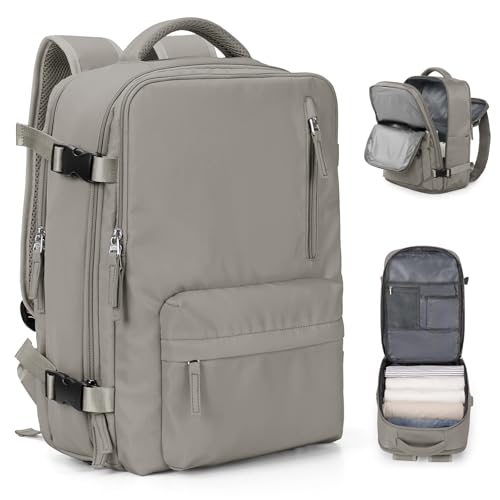 VGCUB Mochila de viagem, grande, para mulheres, homens, aprovada por companhias aéreas, mochila de ginástica, impermeável, para laptop e negócios, Marrom, Large, Puro