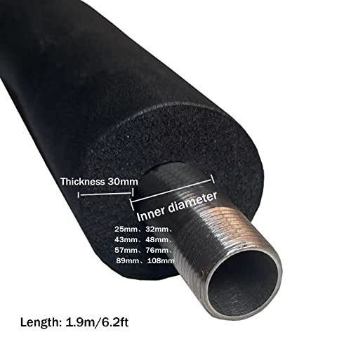 Serchou Wall Thickness 30mm Antifreeze Water Pipe Protection Pipe Sleeve 1.9m Long Flame Retardant Anti-Condensation Rubber Plastic Insulation Pipe (Size : 32mm)