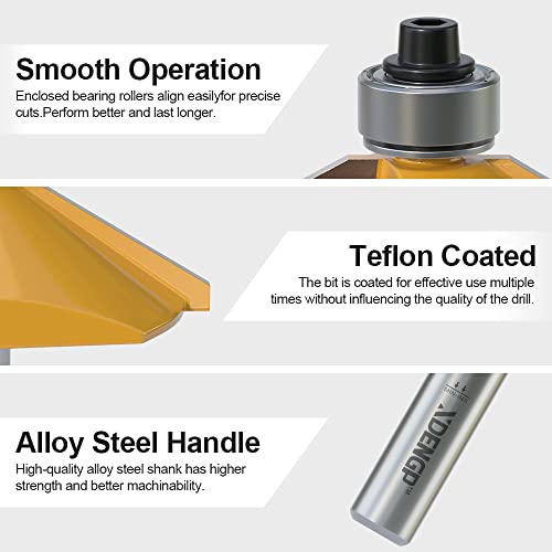 Image of 60 Degree Chamfer Router Bit with 9 /16 Inch Cutting Length,1 /2 Inch Shank Carbide Edge Forming Bevel Router Bit with Bearing, Chamfer Bit Miter Angle Milling Cutters Tool