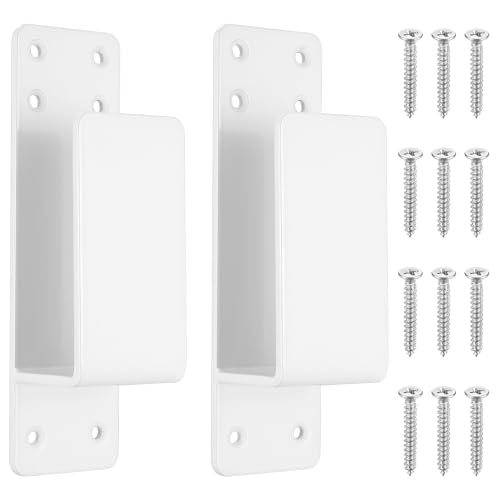 2 Pcs Soportes de Barricada de Puerta 2 x 4, Blanco Soporte en U de Metal pour Barra Seguridad Puerta, Soporte de Seguridad Antirrobo para Madera de Puerta Granero Garaje Casa