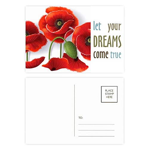 Cartes postales fleurs rouges lot de 20 avec motif pétales de maïs champêtre herbiers