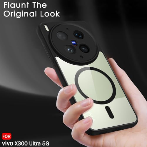 Image of TheGiftKart Hybrid Shockproof Back Cover Case for Vivo X300 Ultra 5G Compatible with MagSafe | Hard Back Cover for Vivo X300 Ultra 5G (PC & TPU, Transparent Clear Back, Black Sides)