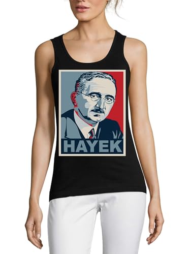 Débardeur en coton Friedrich Hayek pour femme haut noir pop art d'économiste