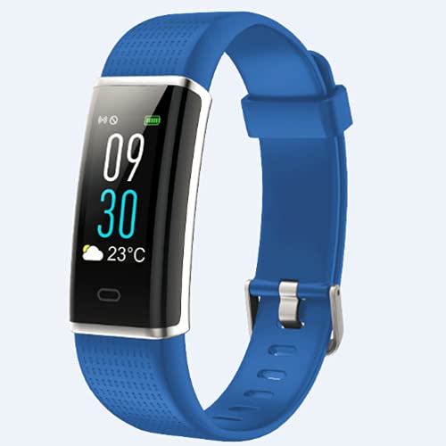 Fitness Tracker Color Screen Waterproof Activity Tracker Heart Rate Monitor Pedometer Calories Counter Silent Vibration Alarm GPS Sleep Monitor Weather Bluetooth Smart Band for Android iOS (Blue)