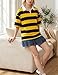 Lenader Women’s Striped Polo Shirt Oversized Lapel V Neck Short Sleeve Rugby Shirt 2026 Casual Summer Y2K Pullover Top(Large,Yellow-Black)