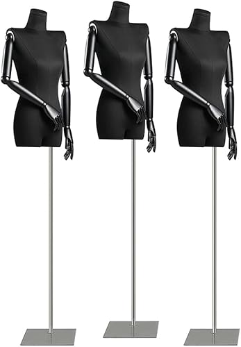 GXFWJD Maniquí femenino con pasamanos de madera maciza, maniquí de torso con base cuadrada de 57 a 80 pulgadas de altura ajustable para coser, ropa,