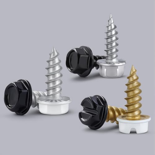 SVLING #8 x 1/2" Self Tapping Gutter Screws, 220PCS 410 Stainless Steel Sheet Metal Screws Black Finish, Hex Washer Head, 1/4" Hex Bit Socket Included by SVLING - Used condition - Image 3