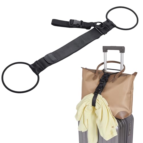 2-in-1 Luggage Straps with Jacket Gripper, Adjustable, Black