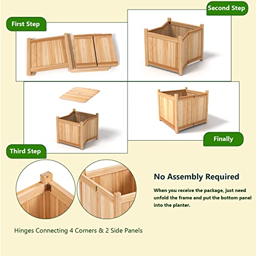 Giantex Raised Garden Bed, Folding Wood Planter For Vegetable Flower, Outdoor Elevated Planting Boxes, Folding Plant Container Patio Lawn Garden Backyard, Easy Assembly, 15" Lx15 Wx14 H #TOP3