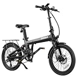 EENOUR 電動自転車 C2 電動アシスト自転車 折り畳み式 20インチ 最大150km走行可能 ダブルサスペンション 公道可 5段アシスト 7段変速ギア 型式認定 ディスクブレーキ 防水 通勤 街乗り 免許不要 Eバイク マットブラック