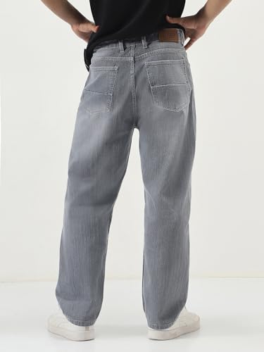 Image of Urbano Fashion Men's Loose Baggy Fit Washed Denim Jeans Non-Stretchable