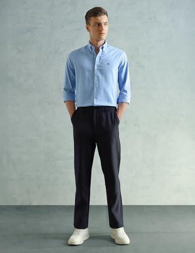 Image of Arrow Sport Solid Slim Fit Cotton Shirt for Men - Full Sleeve Mens Casual Shirts
