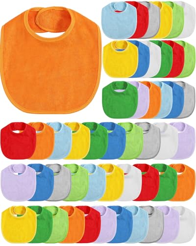 Image of JaGely 30 Pack Baby Muslin Bandana Bibs Multicolor Solid Unisex Waterproof Feeder Adjustable Newborn Teething and Drooling