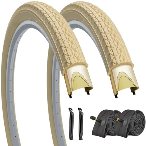 26x2.125 Cruiser Beach Bike Tires and Tubes Cream (26x2.125, Cream-2 Tires 2 Tubes)