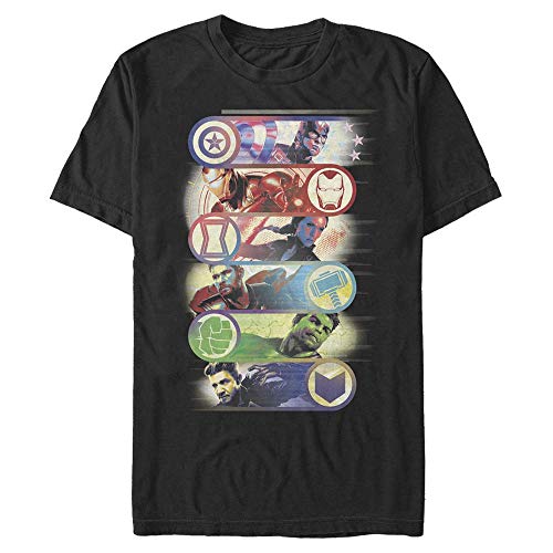 Marvel Avengers: Endgame – Camiseta de Manga Corta orgánica de los Vengadores Group Badge, Negro, XL Unisex Adulto