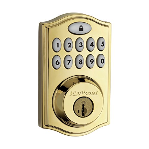 Kwikset 99140-008 SmartCode 914 Keypad Keyless Entry Zigbee Smart Lock Connected Deadbolt Door Lock Featuring SmartKey Security in Polished Brass