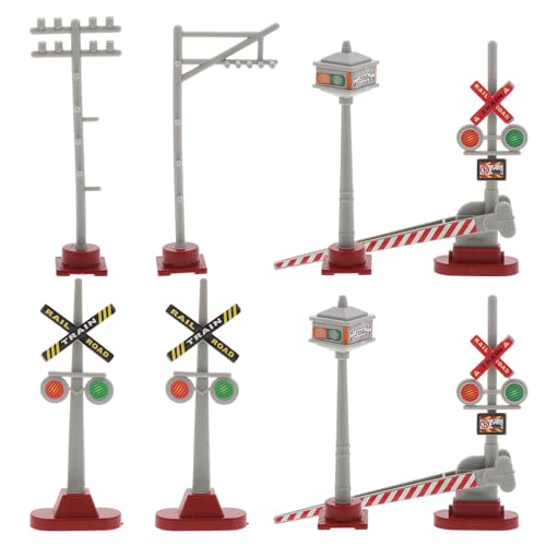 Toyvian 8pcs Model Train Light Mini: Railroad Signal Light for Micro Landscape Lighting Decor, Plastic Mini Traffic Signs for DIY Sand Table and Model Railroad Accessories