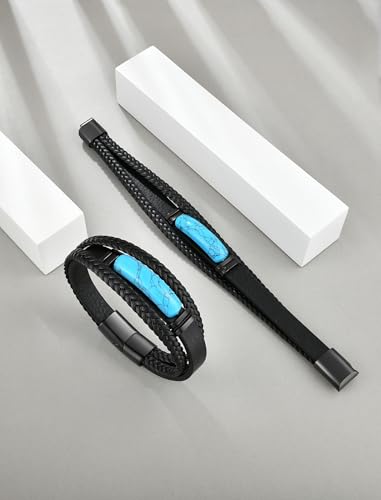 Turquoise Bracelet for Men Leather Men Bracelet3