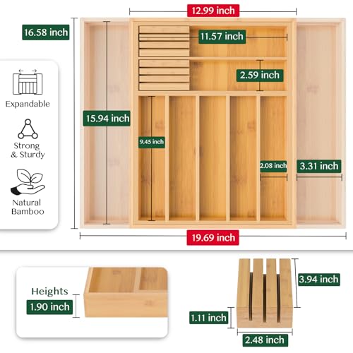 Dunruz-Bamboo-Expandable-Drawer-Organizer-for-Kitchen-Utensils-Adjustable-Silverware-Tray-with-9-Deep-Slots-for-Large-Spoons-Knives-Natural-Wood-Flatware-Caddy-for-Cutlery-Storage-Fits-13-20