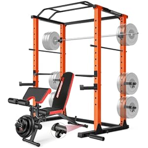 OPPSDECOR Power Cage, 1200lbs Power Rack, Multi-Functional Squat Rack with with Pull-up Bar, J-Hooks, Dip Handles and More Training Attachments, Workout Cage for Home Gym