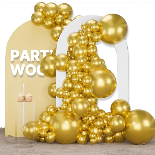 Image of PartyWoo Gold Balloons 155pcs Different Sizes of 18 12 10 5 Inch Gold Balloon Arch Kit Garland for Birthday Wedding Anniversary Baby Shower Graduation Retirement Casino Party Decorations Gold-G101