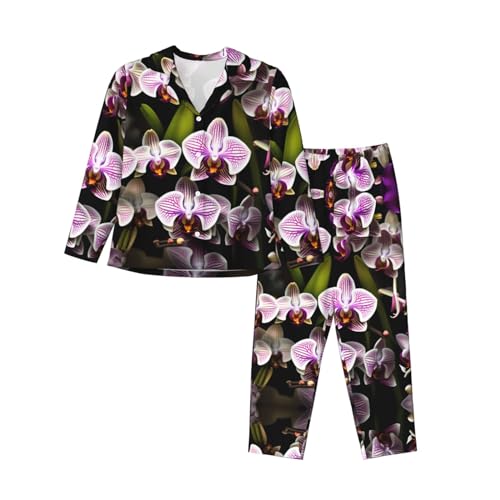 Vêtements de nuit confortables contre le froid avec ce pyjama orchidées