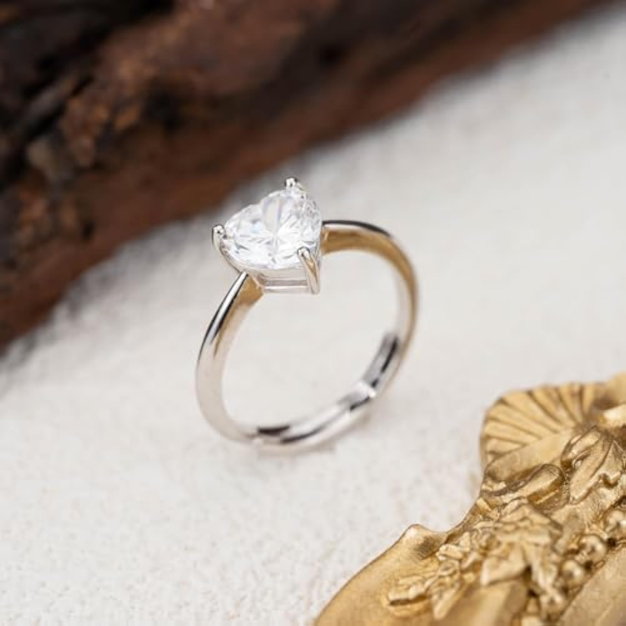 Women's 92.5 Sterling Silver Heart's Embrace Adjustable Ring