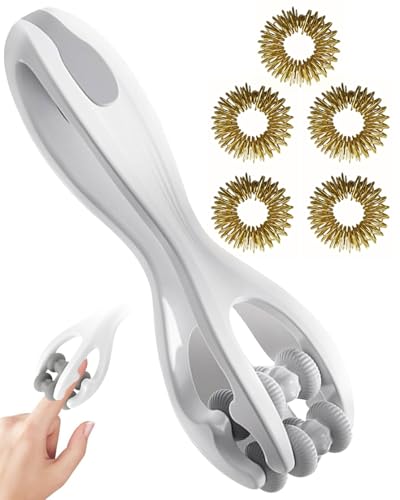 JUKOTA Set massaggiatore per dita e mani,1rullo massaggiante e 5anelli massaggianti per dita,Strumenti per i massaggi manuali,Strumenti per il comfort dei tessuti profondi e terapia di digitopressione
