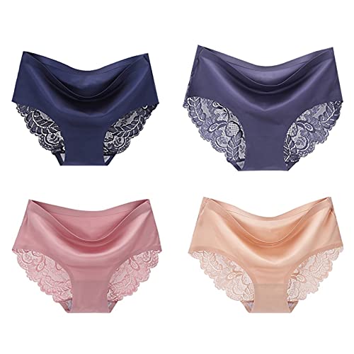 Braguitas CóModas Para Mujer Panties De Las Mujeres Del Bikiní Atractivo De Los Escritos De La Ropa Interior De Puro AlgodóN De Las Mujeres Y De Talle Bajo Las Ropa Interior De Bragas De Encaje, Paque