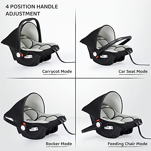 Image of R for Rabbit's Picaboo - Infant Car Seat Cum Carry Cot (Black Grey) & R for Rabbit XS New Born Premium Feather Diaper nb Taped Size for Baby 0 to 5 kgs (66 Combo Pack Offer)