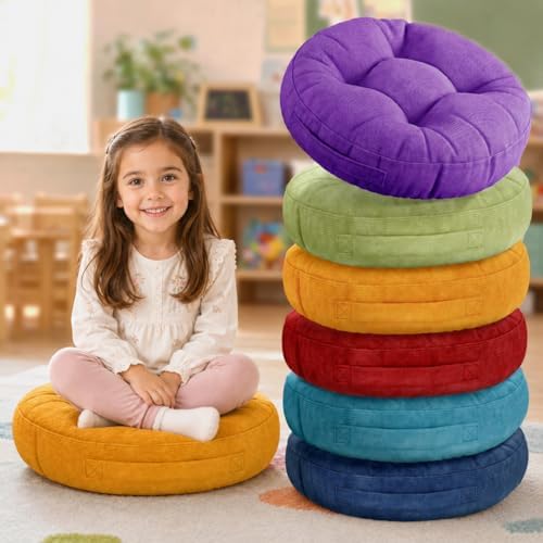 Degrees of Comfort 6Pcs Round Floor Cushions for Kids, Waterproof...
