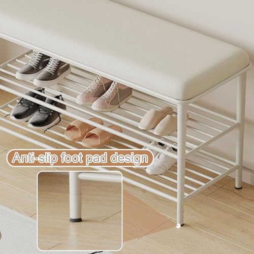 Banc de rangement pour chaussures blanc 65 cm de style simple - 7