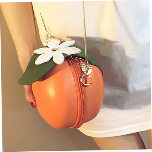 Orange Fruit Bag, 6inch PU Leather Orange Purse with Chain Strap, Small Orange Crossbody Purse, Orange Shaped Purse for Women Girls3