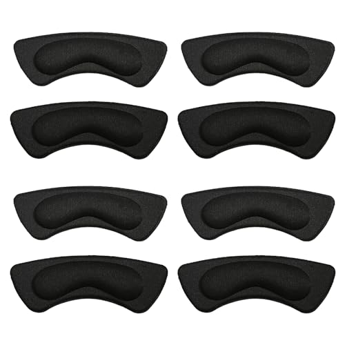 4 pares de almohadillas de esponja negra para talón, almohadillas para el talón para evitar burbujas de fricción, plantillas cómodas para zapatos demasiado grandes