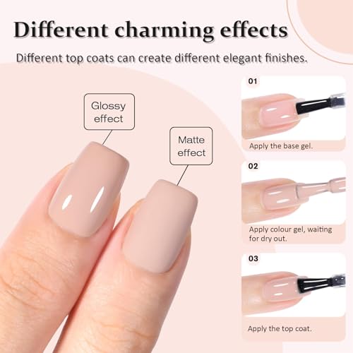 Nude Nail Polish Green Nail Polish, Quick Dry Nail Polish Milk Tea Colour Nail Varnish - Long Lasting No UV Needed Gel Nail Polish Nude for DIY Nail Art Manicure at Home Gel Polish - Image 7