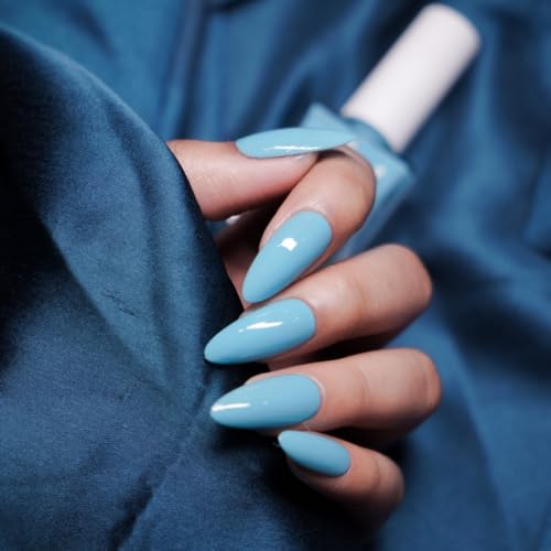 Image of Nails & More Sky Blue Nail Polish, Argan Oil-Infused Gel Shine, Clear Blue Nails, Summer Nail Color | 10ml