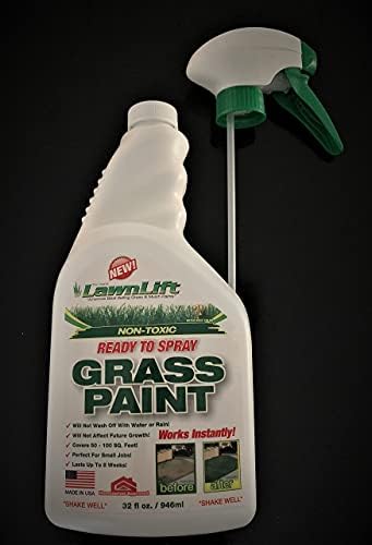 Lawnlift Pre-Mixed Grass Paint 32 Ounce Ready to Spray, No Mixing, 32 oz., Green