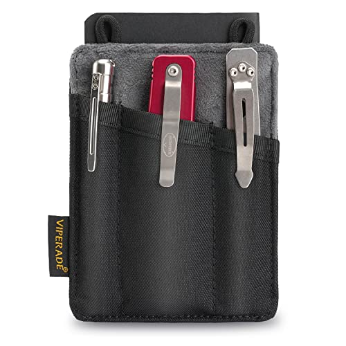 VIPERADE VE6 EDC Organizer, Belt Loop Pouch with 4 Pockets, Utility Pouch for Multitool, Pen, Knife, Notepad (Black)