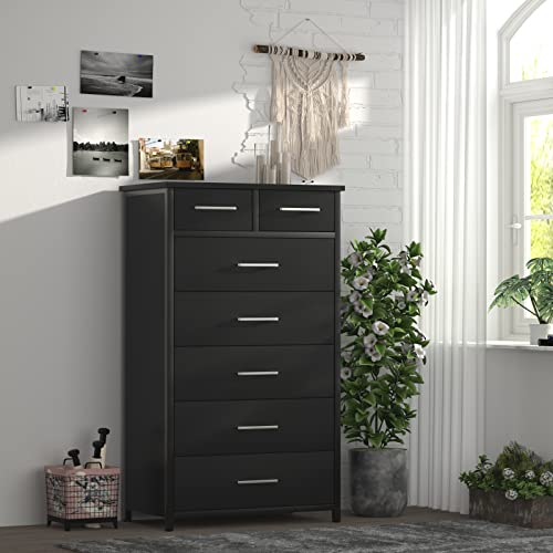 Ikeno 7 Drawer Tall Dresser With Sturdy Metal Frame, Industrial Drawer Chest For Bedroom, Clothes Storage Cabinet #TOP6