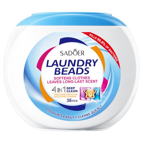 SADOER Cápsulas Detergente Triple Cámara 4 en 1 – Limpieza Profunda y Quitamanchas, Cápsulas Solubles en Agua Fría y Caliente, 36 Monodosis de 12 g