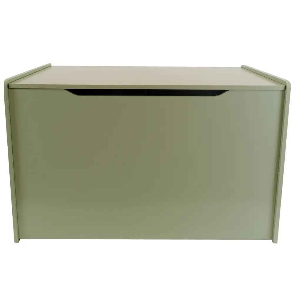 Bandits & Angels Holzspielzeugkiste Aufbewahrungsbox XL Retro Grün – Sicherer Verschluss mit Gasfeder – Maße 80x50x50 cm – Retro Grüne Spielzeugkiste fürs Kinderzimmer