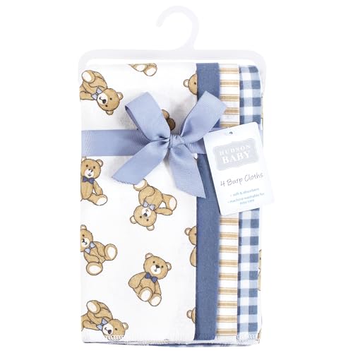Image of Hudson Baby Unisex Baby Cotton Flannel Burp Cloths, Gentleman Bear, One Size