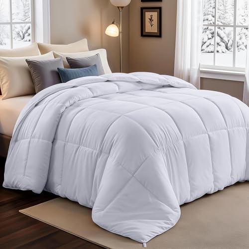 Utopia Bedding All Season 7.5 Tog Duvet with Corner Tabs - Microfiber Soft Duvet - Box Stitched Down Alternative Quilt (Single, White)