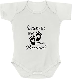 Body/bodie blanc 100% coton Veux tu être mon parrain? 1 mois cadeau parrain, baptème demande, marraine, annonce grossesse, idée cadeau homme