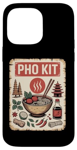 PHO KIT フォー ベトナム 麺 香草 スパイス 丼 箸 ライム 唐辛子 スープ スマホケース iPhone 14 Pro Max 用