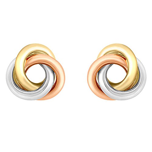 Boucle d'oreilles tricolore or jaune 375/1000e idée cadeau idéal