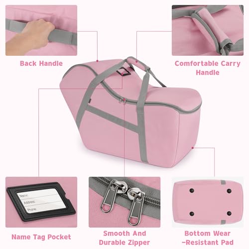 Image of Padded Car Seat Bag Compatible with Most Nuna Pipa Car Seats UPPAbaby MESA V2 without Base & Chicco KeyFit 30 and Base, Car Seat Travel Bag for Airplanes, Pink