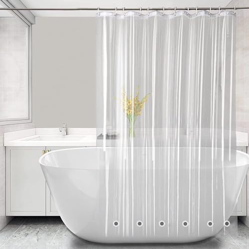 Tonnali Long Shower Curtain Liner,72x75 Inch Length PEVA Clear Plastic Tall Shower Liner with 6 Magnets for Bathroom, Lightweight & Waterproof with Rustproof Grommets