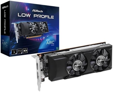 ASRock Intel Arc A380 Low Profile 6GB GDDR6 96-bit DisplayPort HDMI 0dB Silent Cooling 8K 7680 x 4320 Graphics Card PCI Express4.0 Dual Fan